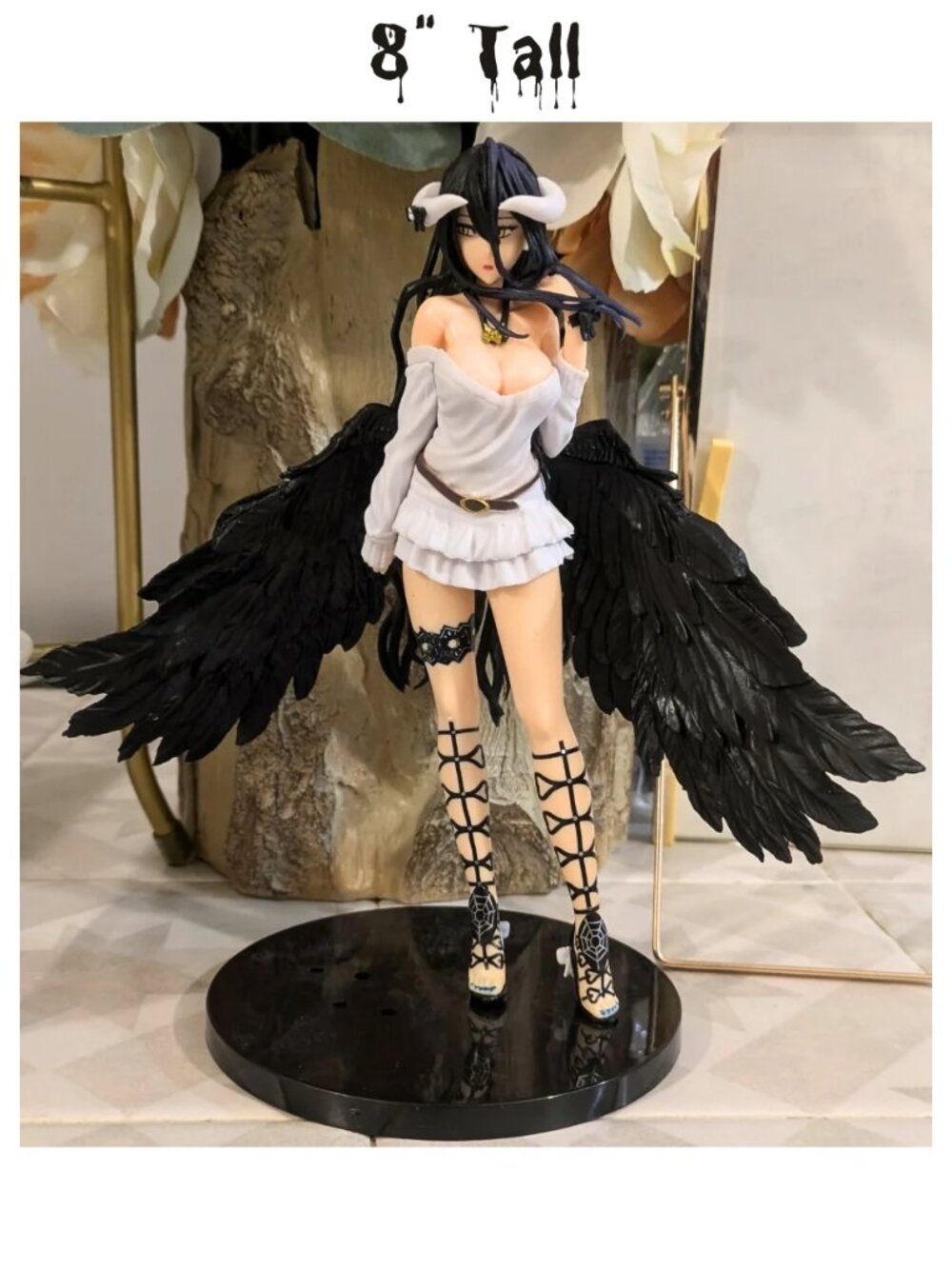 New Overlord Albedo 8" PVC Ecchi Anime Figure w/ Stand Collectible Adult Figurin